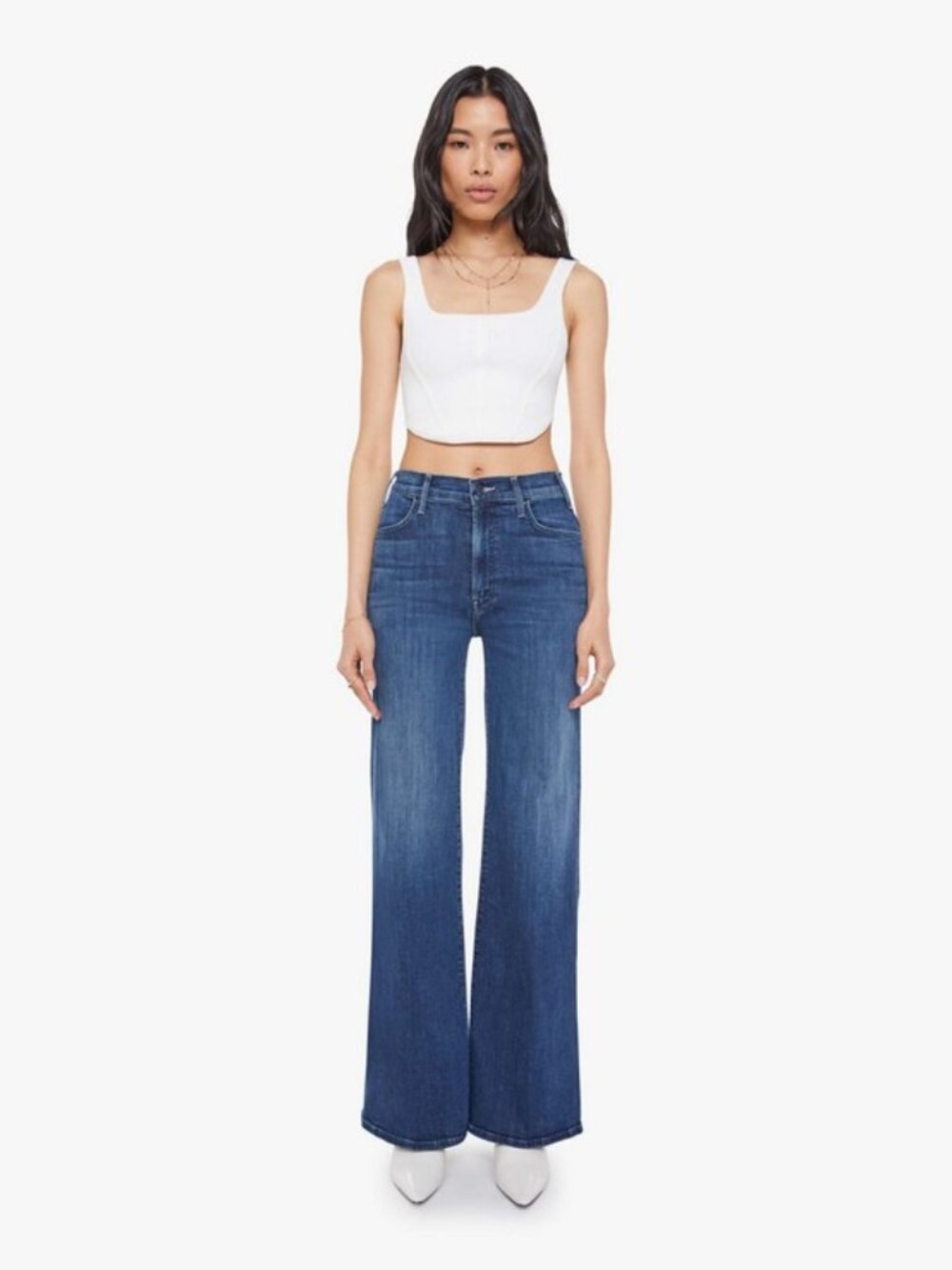 💕MOTHER💕 The Hustler Roller Sneak Jeans ~ Heirloom Blue 31 NWOT Wide Leg - Picture 3 of 16
